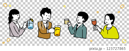 お酒を飲む人のイラストセット お酒を飲む人のイラストセット 123727865