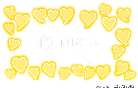 光る水彩ハートフレーム(黄色) 123728092