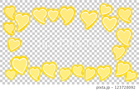 光る水彩ハートフレーム(黄色) 123728092
