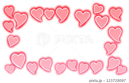 光る水彩ハートフレーム(赤) 123728097