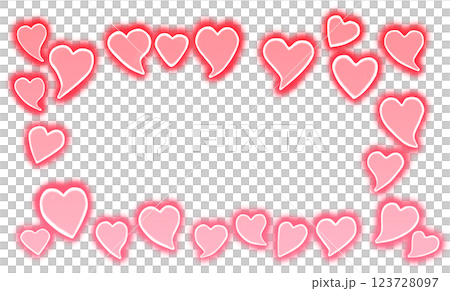 光る水彩ハートフレーム(赤) 123728097