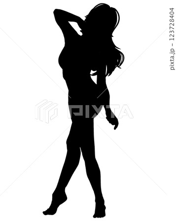 シルエット 女性 全身 シルエット 女性 全身 123728404