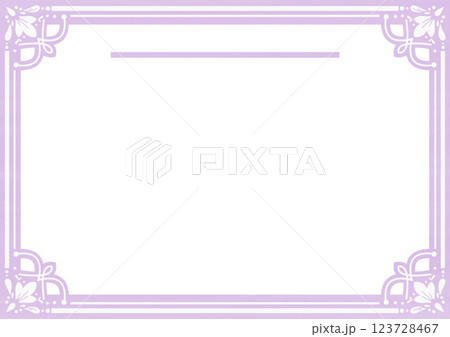 フレーム素材【レター02・ヨコ向き】紫 フレーム素材【レター02・ヨコ向き】紫 123728467