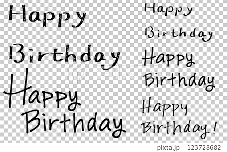 "Happy Birthday" handwritten lettering set. 123728682