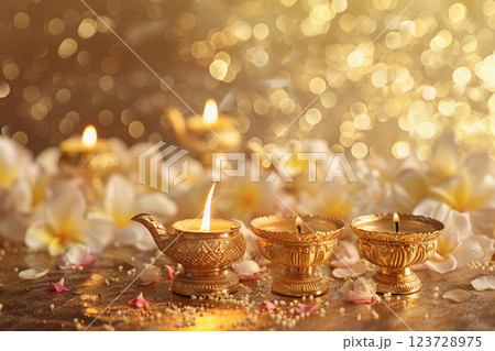 Greeting card with holiday composition for happy Akshaya Tritiya 123728975