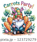 Playful Easter Gnome with Bunny Hat and Carrots Party Delight 123729279