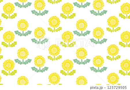 たんぽぽのシームレスパターン2（背景白） 123729505