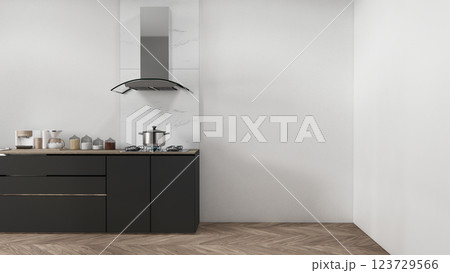 blank concept kitchen room scene mockup and set shaped kitchen design. 3d rendering blank concept kitchen room scene mockup and set shaped kitchen design. 3d rendering 123729566
