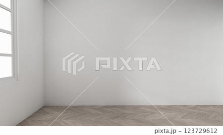 Scene to show products Empty room white on wooden floor interior design.3D rendering 123729612