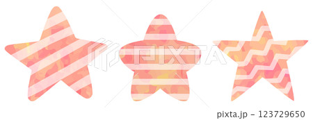 模様の入った星のイラストセット ピンク色 ベクター素材 模様の入った星のイラストセット ピンク色 ベクター素材 123729650
