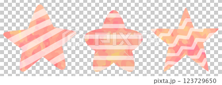 模様の入った星のイラストセット ピンク色 ベクター素材 模様の入った星のイラストセット ピンク色 ベクター素材 123729650