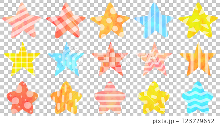 Patterned colorful star illustration set vector material 123729652