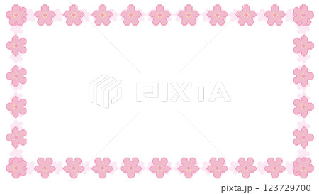 ドット桜の花の四角フレーム 123729700