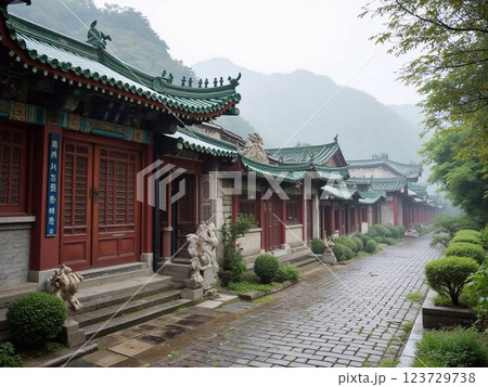 Chinese traditional style of architecture. Chinese traditional style of architecture. 123729738