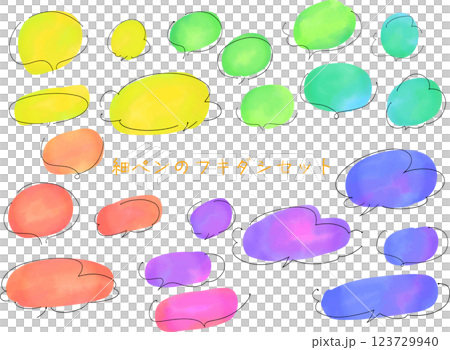 Ballpoint pen and watercolor speech bubble material 123729940