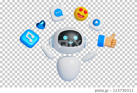 AI robot character 3D graphics that recommends audiovisual media 123730311