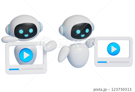 AI robot character showing video 3D character AI robot character showing video 3D character 123730313