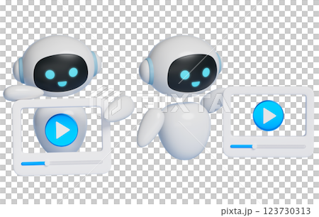 AI robot character showing video 3D character AI robot character showing video 3D character 123730313