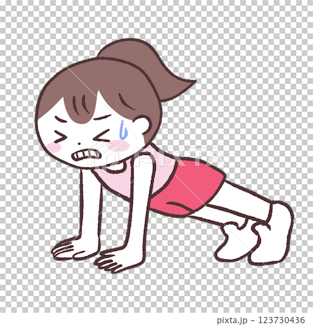 女人做伏地挺身來托起身體 123730436