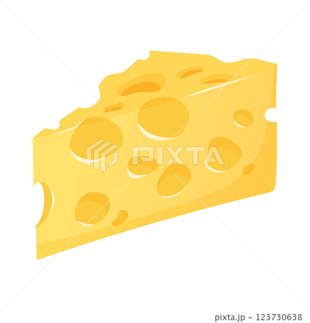 Maasdam cheese. Organic farm food. Design element, cartoon flat illustration for logo, poster, menu. Isolated on white background. Vector illustration 123730638