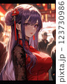 チャイナドレスを着たグラマーな女性 123730986