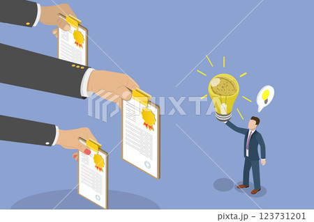 3D Isometric Flat Vector Illustration of Innovative Ideas, Patents, Copyrights and Trademarks 3D Isometric Flat Vector Illustration of Innovative Ideas, Patents, Copyrights and Trademarks 123731201