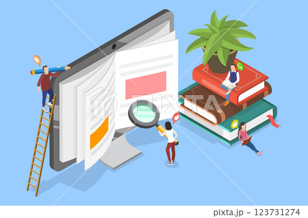 3D Isometric Flat Vector Illustration of Self Care Literature, Books For Personal Growth And Development 123731274