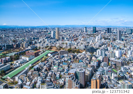 日本の東京都市景観 中目黒アトラスタワーや三軒茶屋駅前のキャロットタワー、富士山などを望む 日本の東京都市景観 中目黒アトラスタワーや三軒茶屋駅前のキャロットタワー、富士山などを望む 123731342