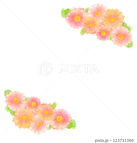 かわいい水彩風のピンクのガーベラのイラスト 123731360