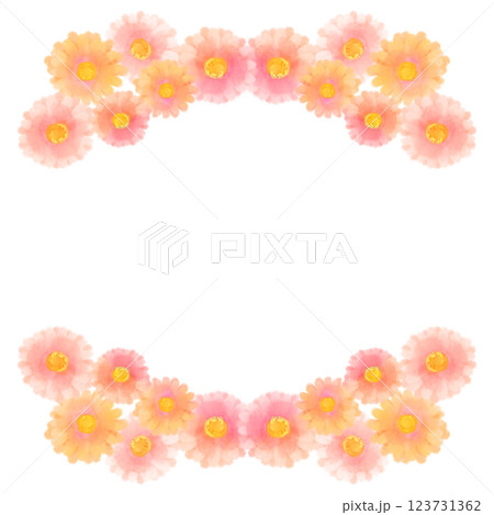 かわいい水彩風のピンクのガーベラのイラスト 123731362