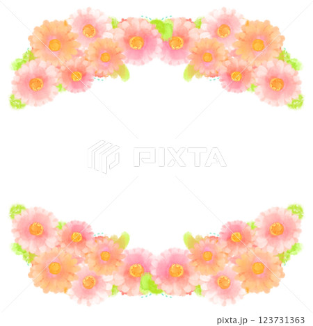 かわいい水彩風のピンクのガーベラのイラスト 123731363