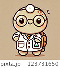 カメ　かわいい　博士　イラスト　動物 123731650
