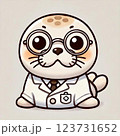 アザラシ　かわいい　博士　イラスト　動物園 123731652
