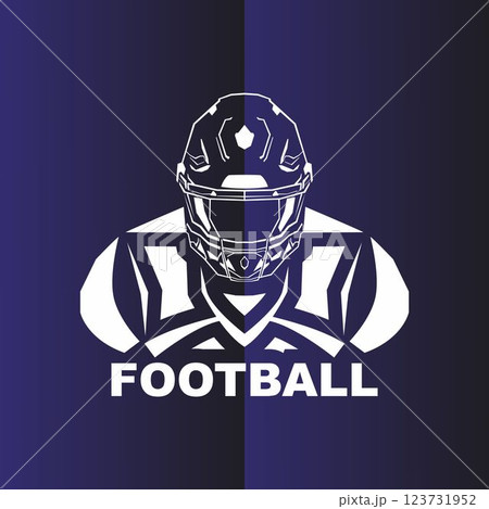 American football player logo illustration, robot player sports icon. Abstract shape mascot American football player logo illustration, robot player sports icon. Abstract shape mascot 123731952