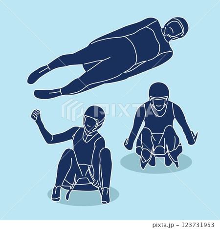 luge line outline set sports winter, vector illustration luge line outline set sports winter, vector illustration 123731953