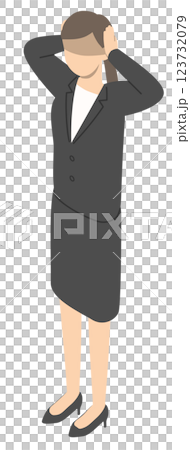 Shocked female office worker - isometric 123732079