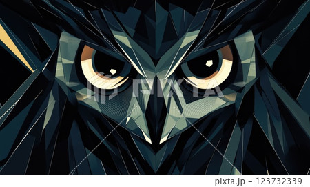 Mystical Geometric Owl, Dark and Mysterious Cover Design with Intricate Lines and Wide Eyes Mystical Geometric Owl, Dark and Mysterious Cover Design with Intricate Lines and Wide Eyes 123732339