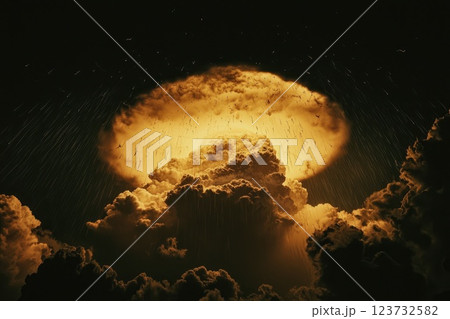 Low Angle View of Dense Mushroom Cloud Formation 123732582