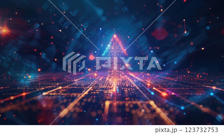 ,Business Creativity Upward Arrow Amid Digital Data and Financial Graphs 123732753