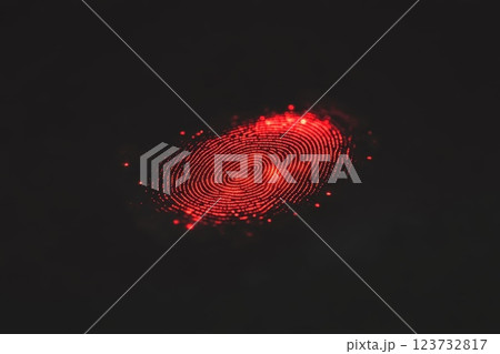 Red Fingerprint on Black Background Creating a Mysterious Atmosphere Red Fingerprint on Black Background Creating a Mysterious Atmosphere 123732817