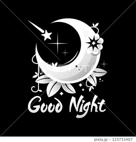Modern magic witchcraft card with astrology moon on outer space background. Realistic hand drawing full moon vector illustration 123733407