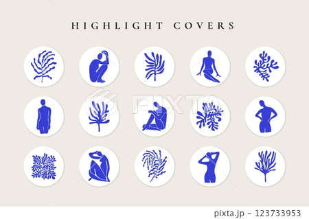 Abstract story highlight covers. Mid century contemporary Matisse inspired art social media stories, minimal vector design Abstract story highlight covers. Mid century contemporary Matisse inspired art social media stories, minimal vector design 123733953