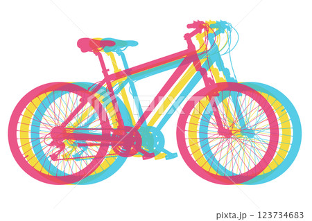 Bicycle in three colors. Mountain sport bike graphic design 123734683