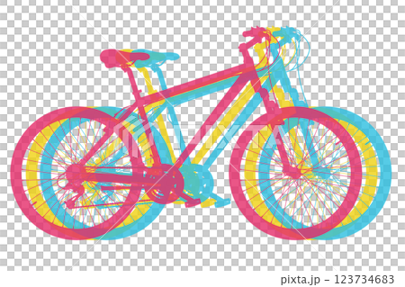 Bicycle in three colors. Mountain sport bike graphic design 123734683