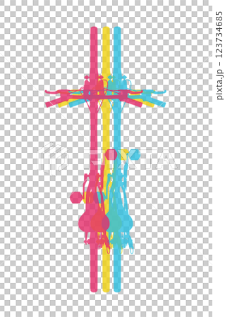 Bicycle in three colors. Mountain sport bike graphic design 123734685