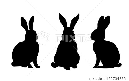 Set of rabbit silhouettes. Easter bunnies isolated on white background 123734823