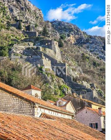 Mysterious castle ruins: a breath of history in old Kotor. 123734838