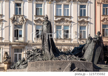 Jan Hus memorial in the Old Town Square of Prague, the capital of the Czech Republic Jan Hus memorial in the Old Town Square of Prague, the capital of the Czech Republic 123735082