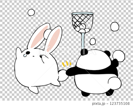 運動会 玉入れ うさぎ パンダ 123735108