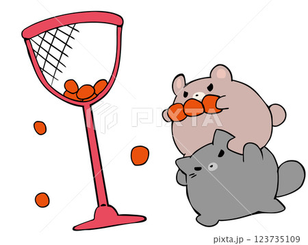 運動会 玉入れ ねこ くま 運動会 玉入れ ねこ くま 123735109